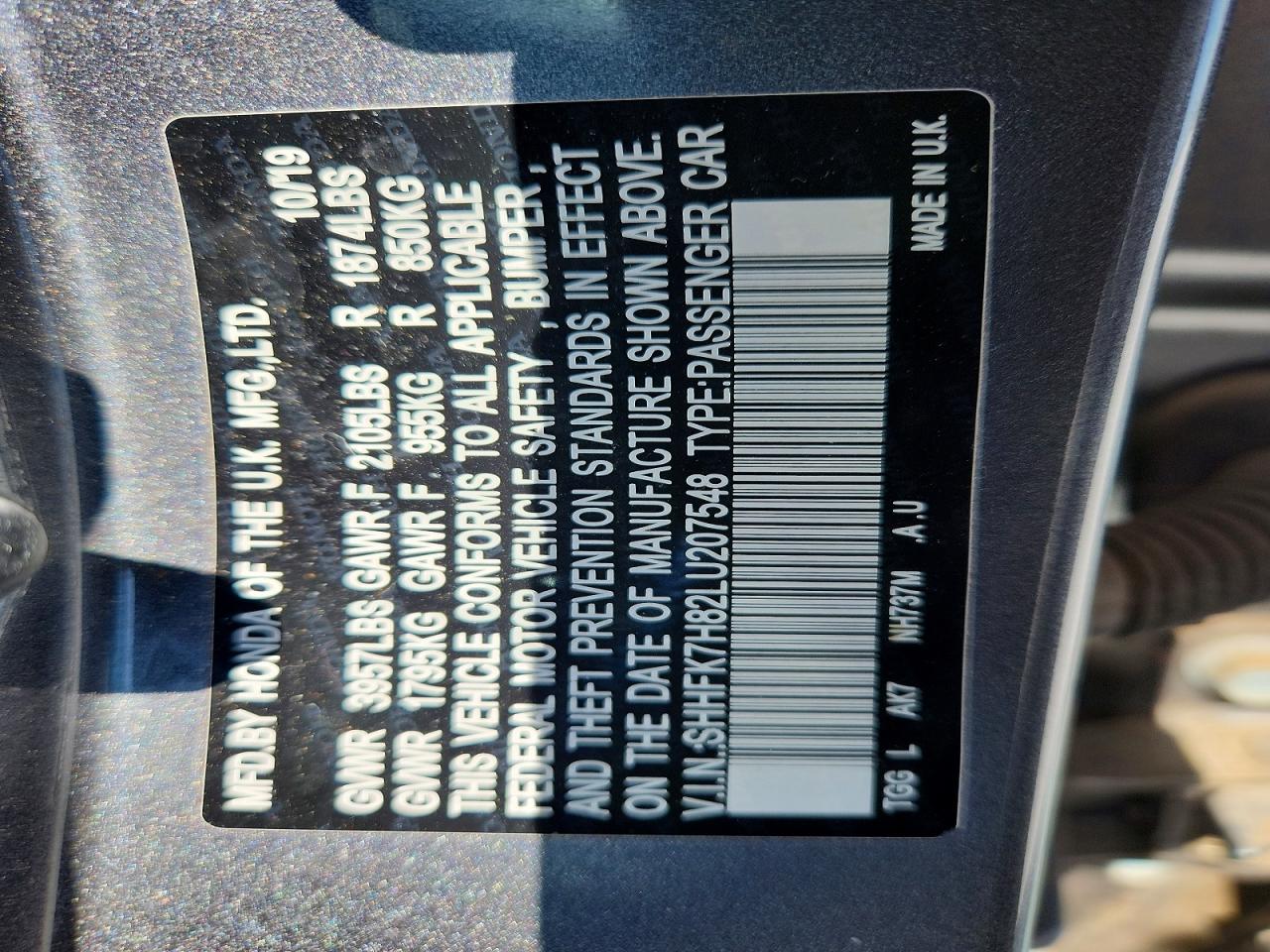 2020 HONDA CIVIC EXL photo 37