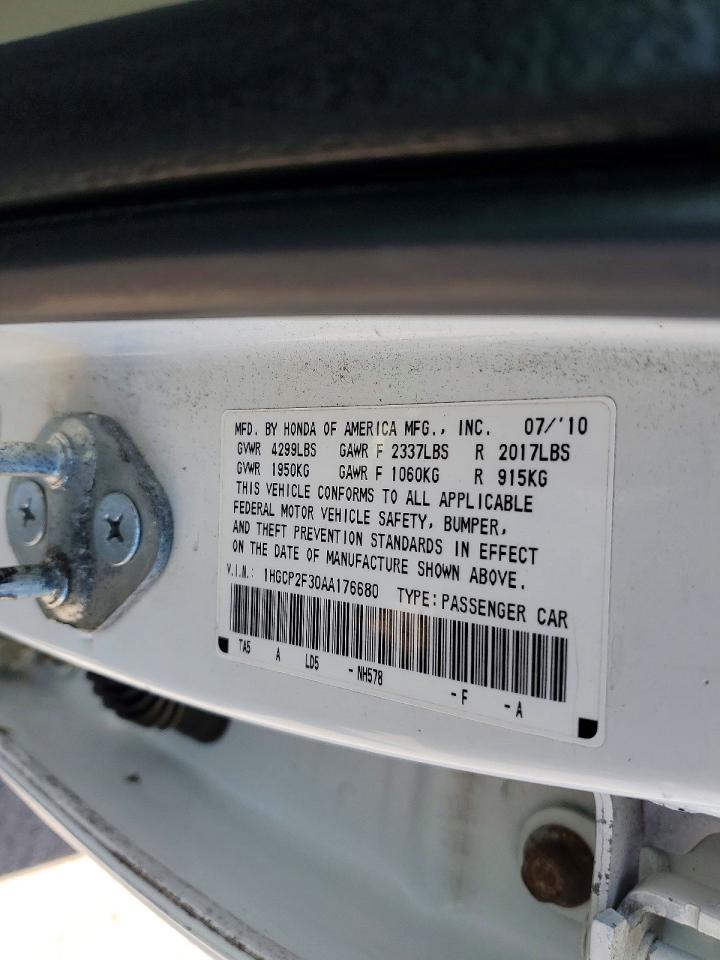 2010 HONDA ACCORD photo 12