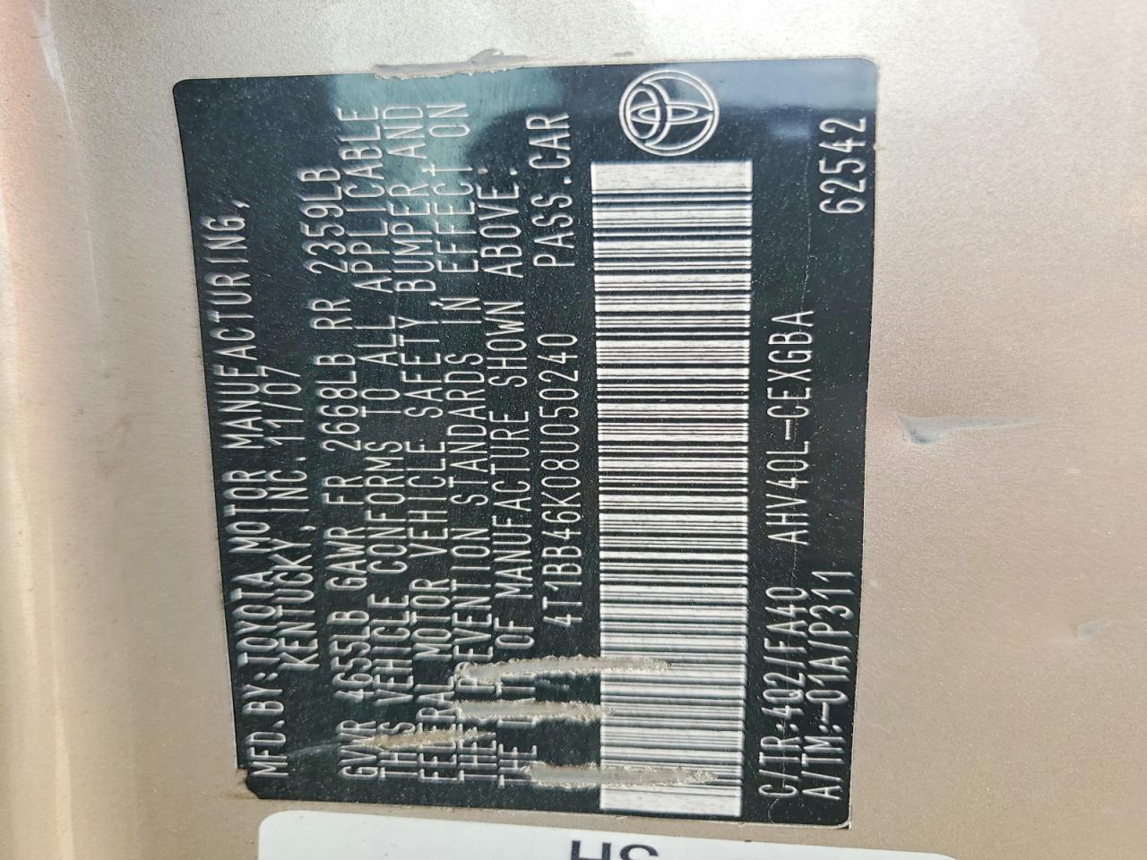 2008 TOYOTA CAMRY HYBRID photo 23