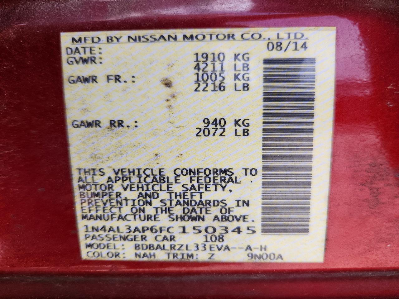 2015 NISSAN ALTIMA 2.5 SL photo 23