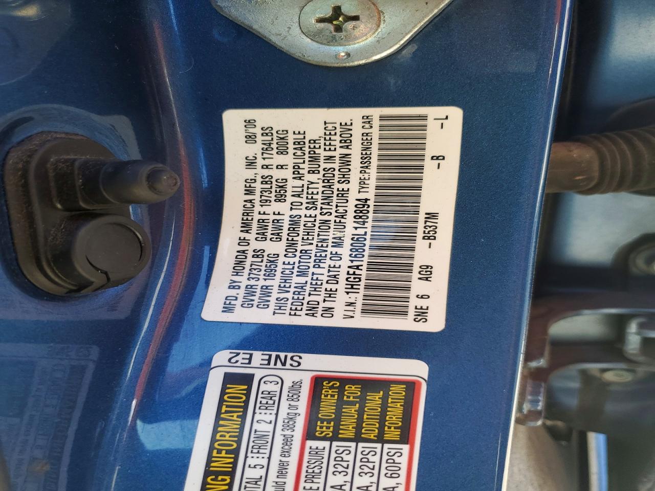 2006 HONDA CIVIC EX photo 34