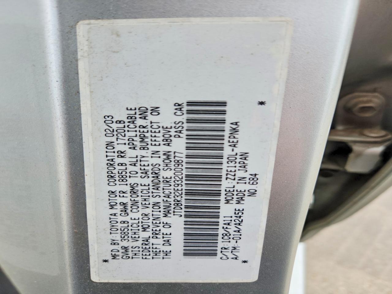 2003 TOYOTA COROLLA LE photo 12