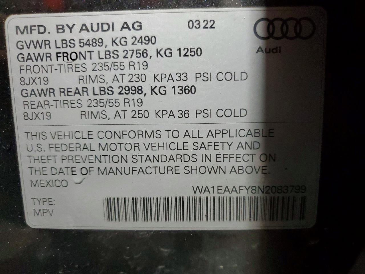 2022 AUDI Q5 PREMIUM PLUS 45 photo 14
