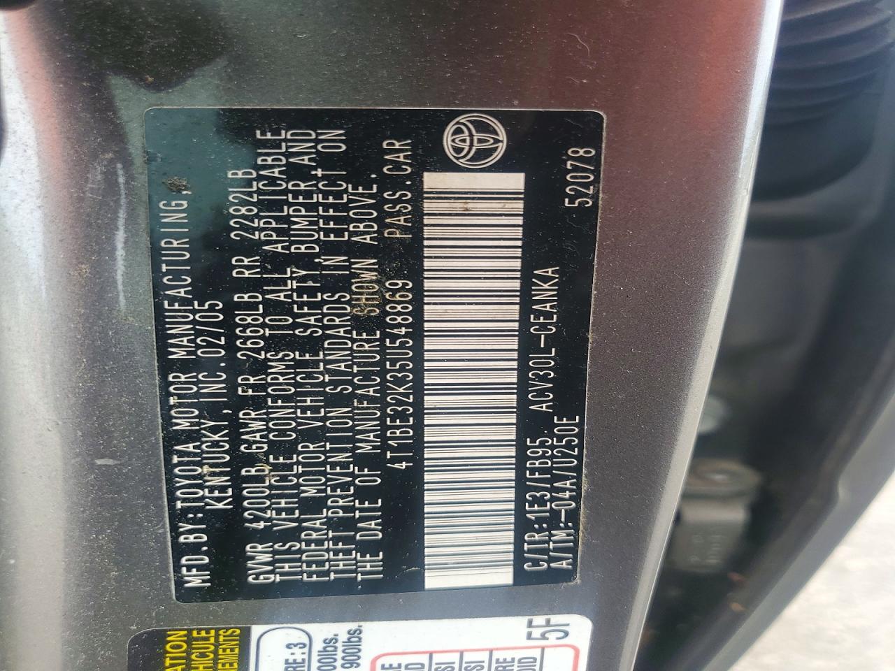 2005 TOYOTA CAMRY LE photo 23