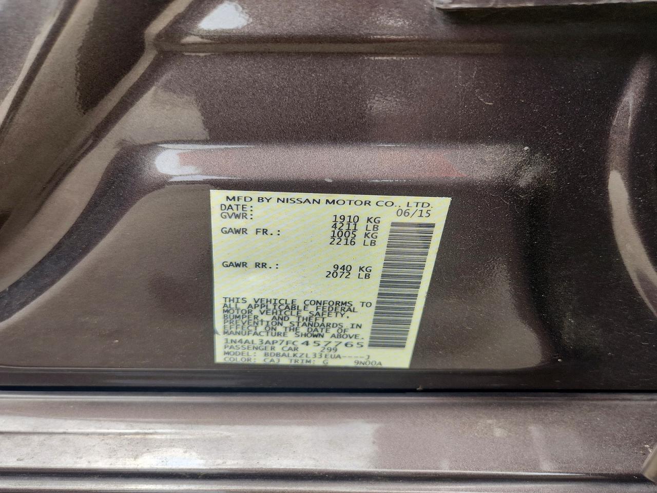 2015 NISSAN ALTIMA 2.5 SV photo 23
