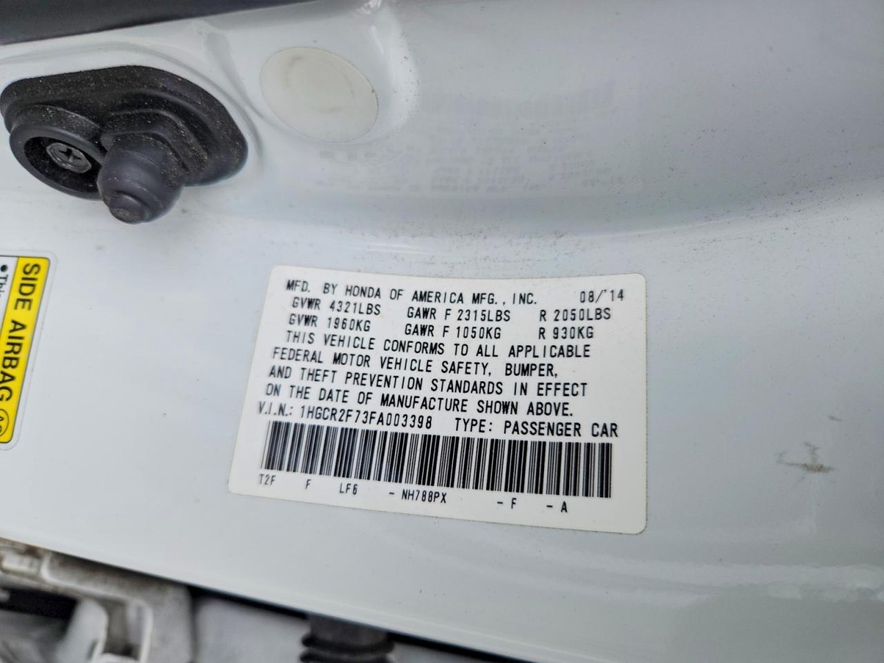 2015 HONDA ACCORD EX photo 23