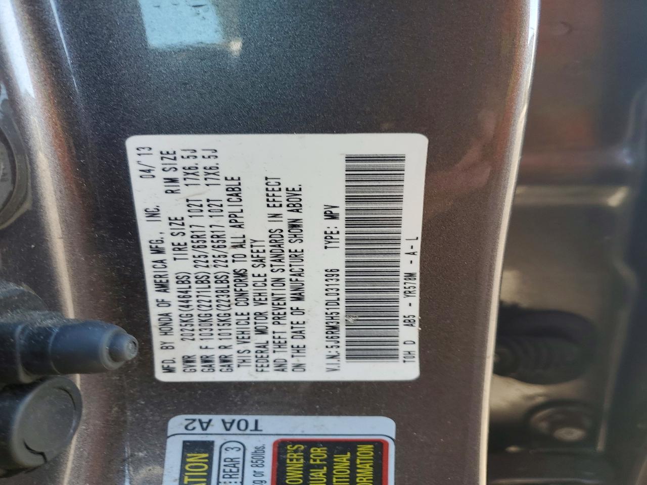 2013 HONDA CR-V EX photo 37