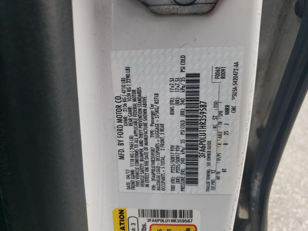 2017 FORD FUSION SE HYBRID photo 12
