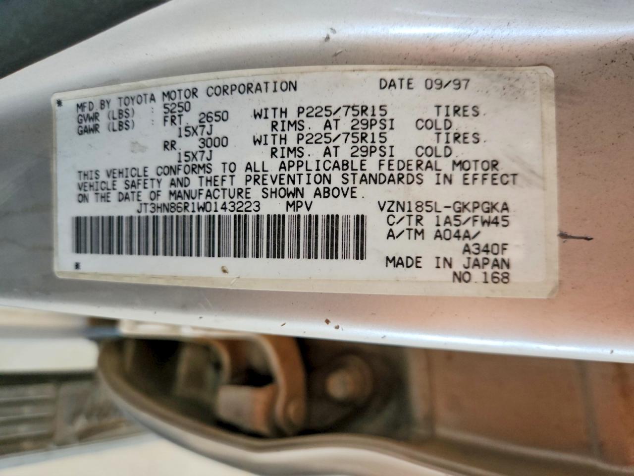 1998 TOYOTA 4RUNNER SR5 photo 37
