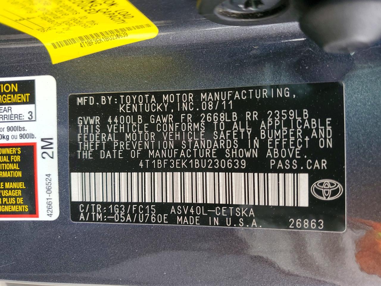 2011 TOYOTA CAMRY SE photo 23
