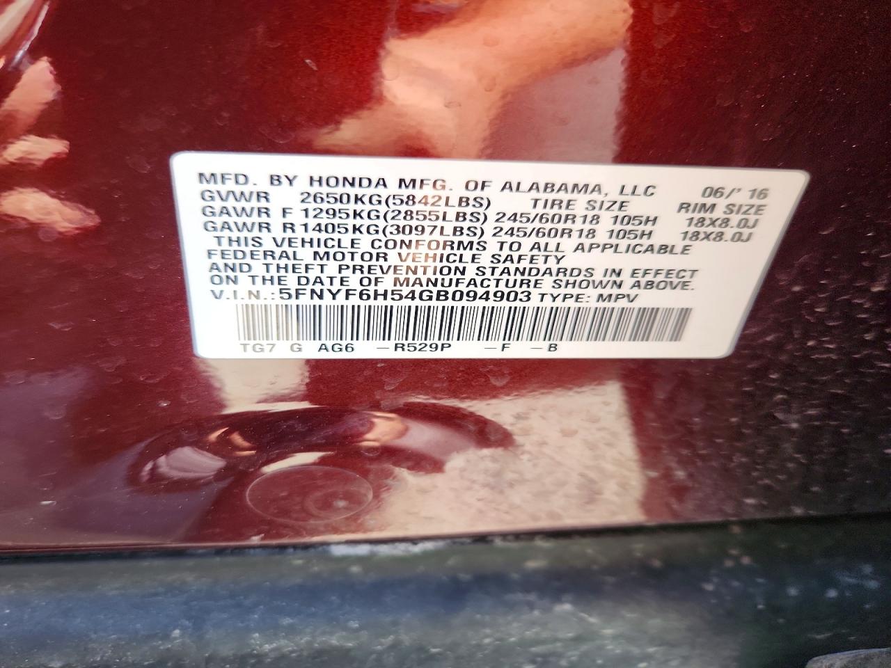 2016 HONDA PILOT EXL photo 40