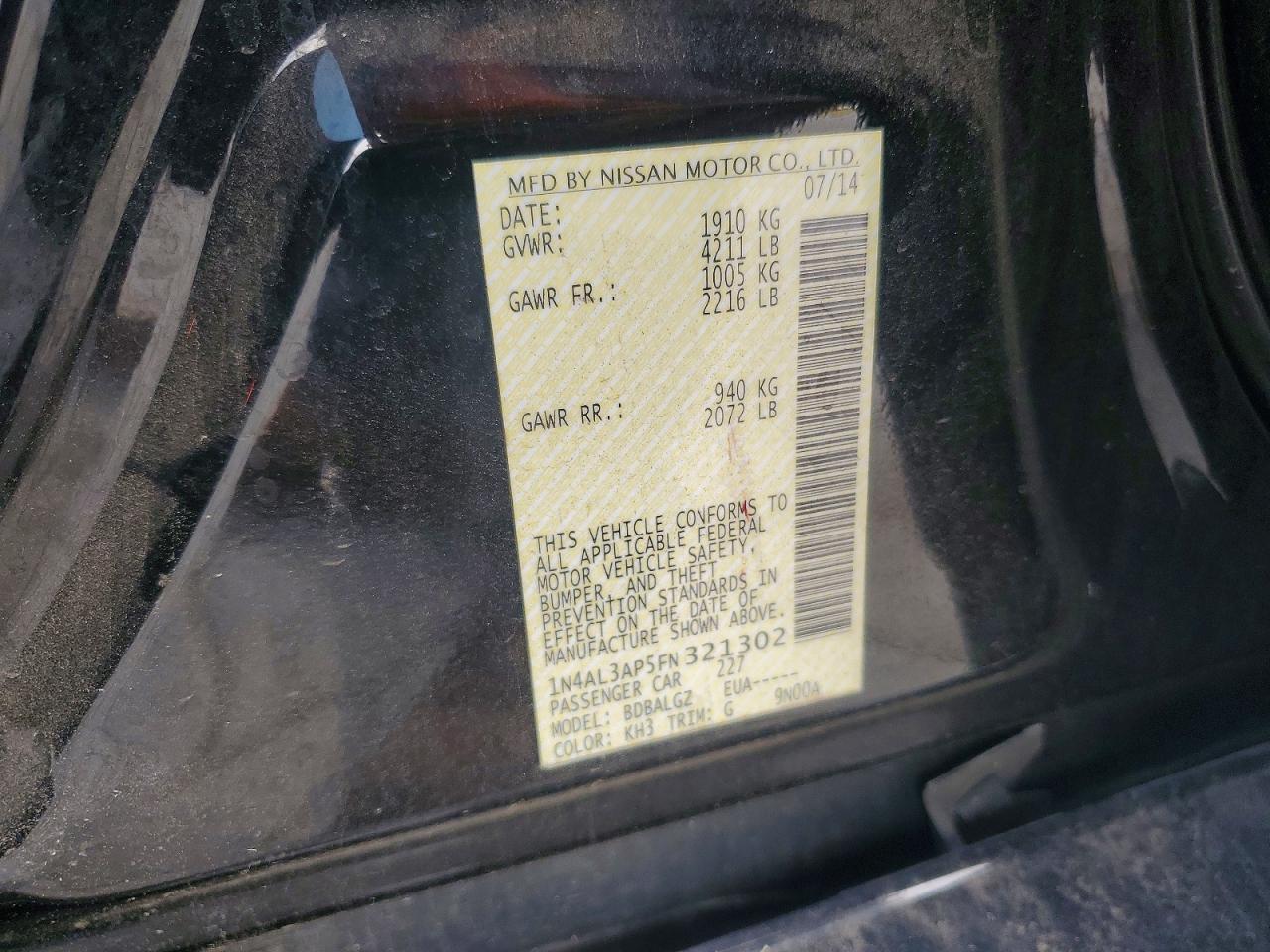 2015 NISSAN ALTIMA 2.5 S photo 25