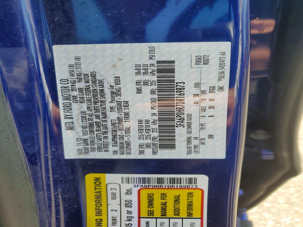 2013 FORD FUSION SE photo 12