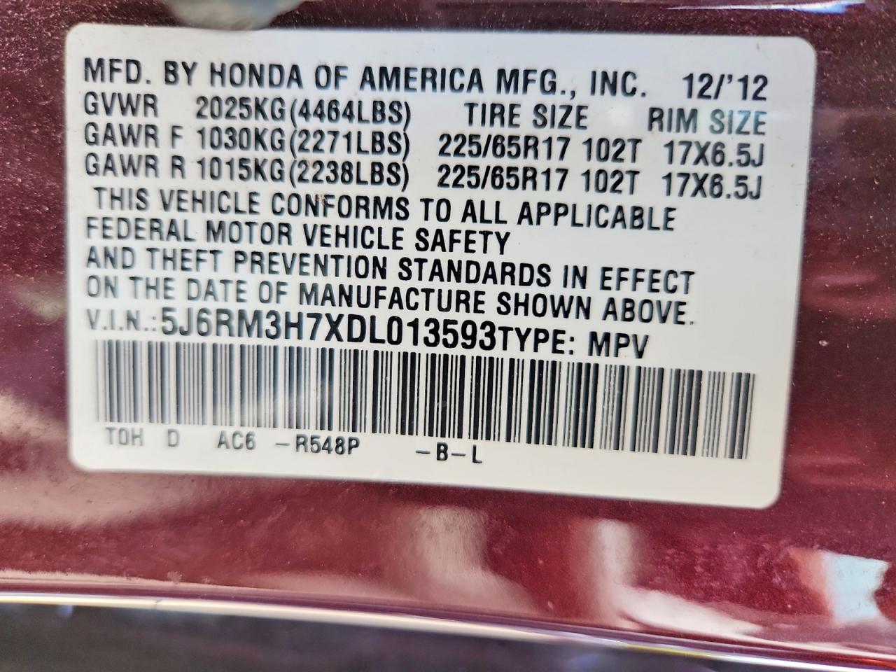 2013 HONDA CR-V EXL photo 40