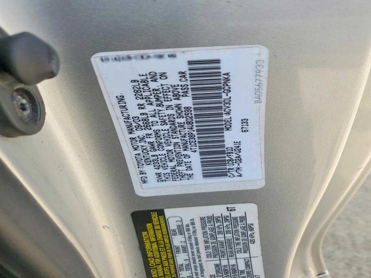2004 TOYOTA CAMRY SOLARA SE photo 34