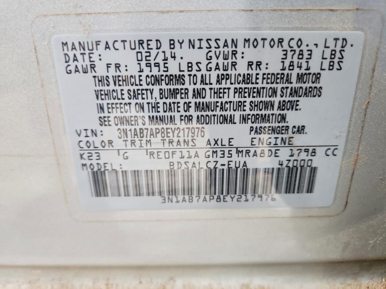 2014 NISSAN SENTRA S photo 34