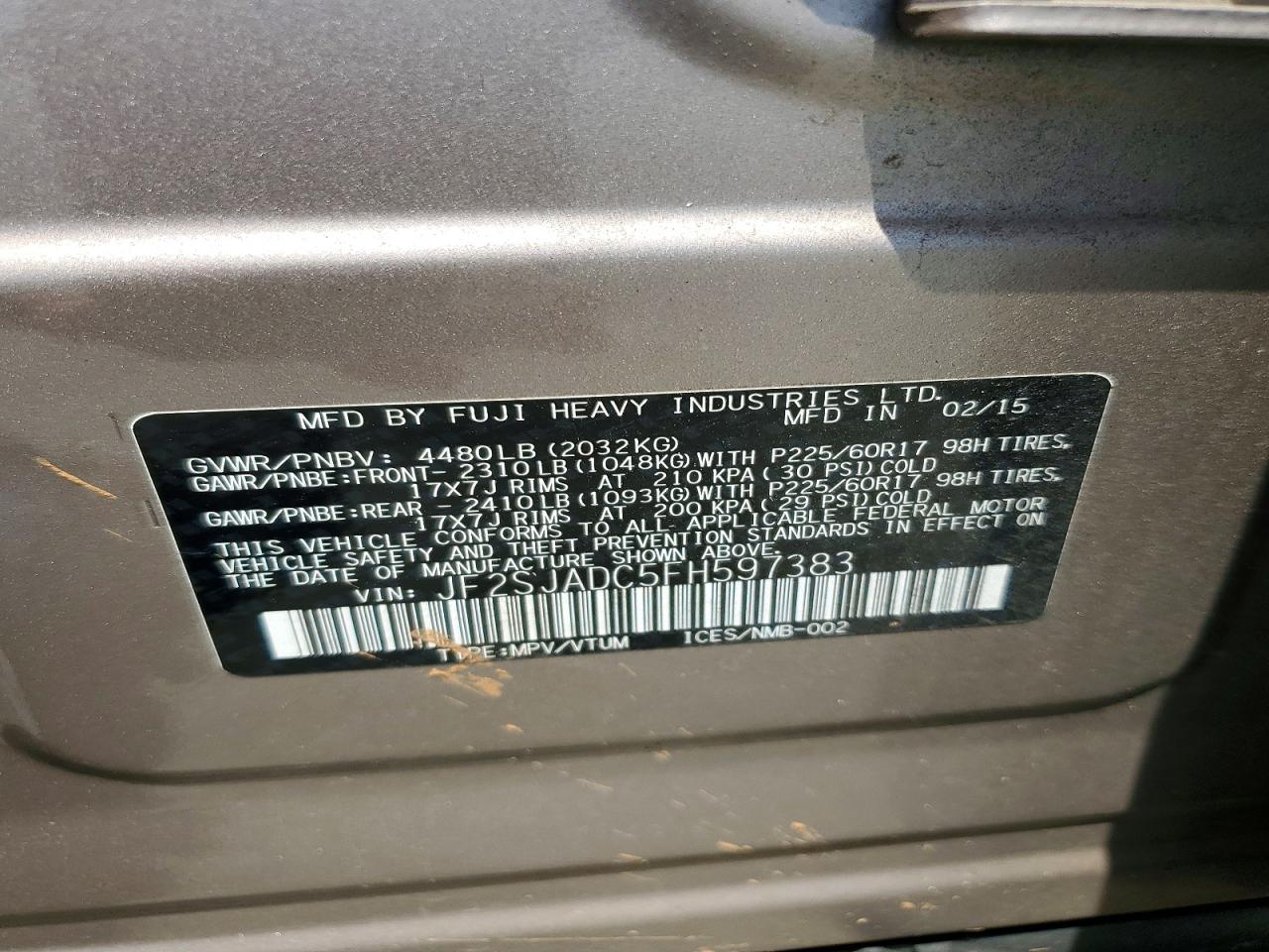 2015 SUBARU FORESTER 2.5I PREMIUM photo 13