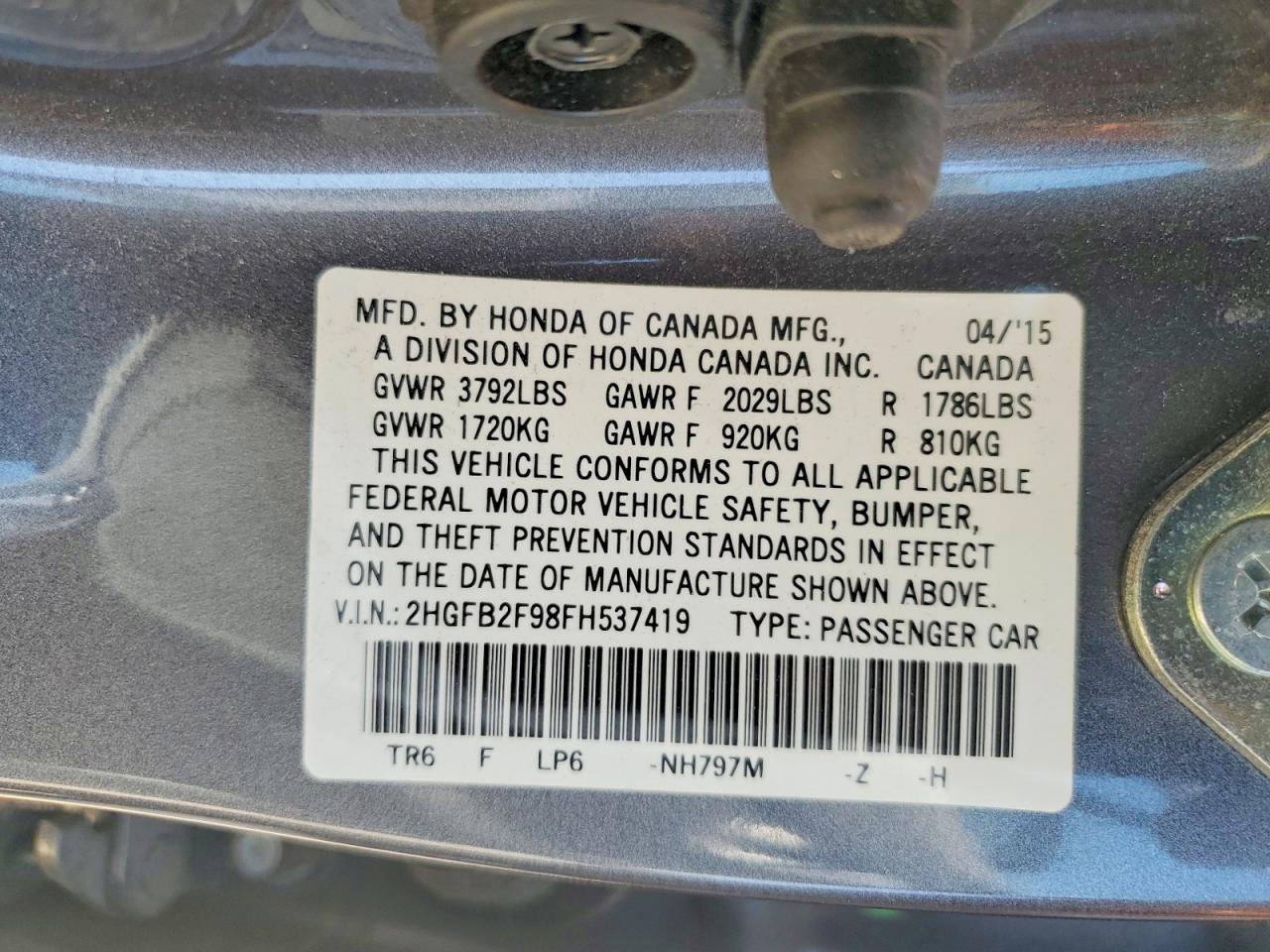 2015 HONDA CIVIC EXL photo 34