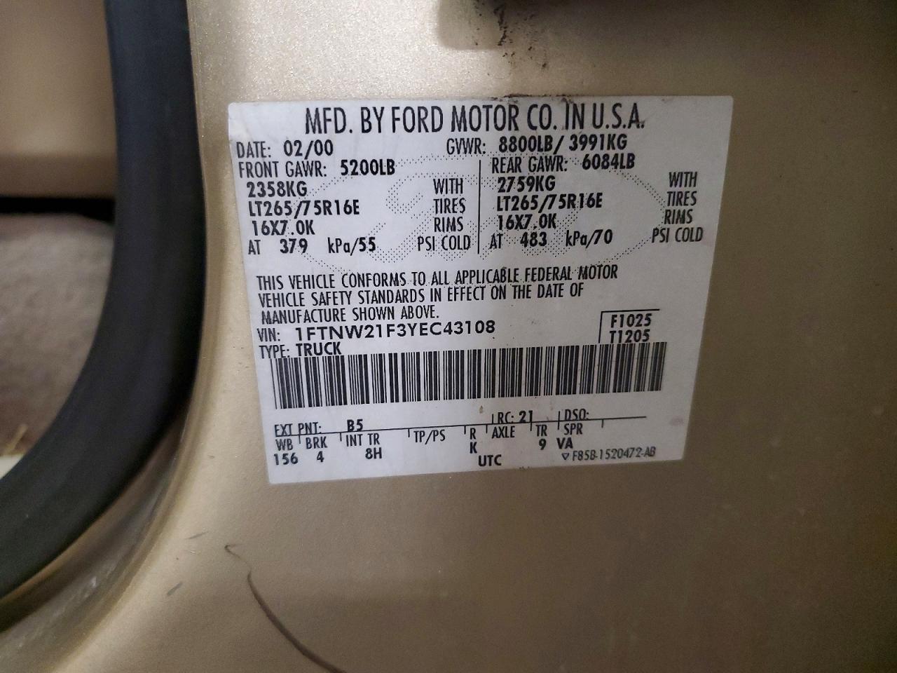 2000 FORD F250 SUPER DUTY photo 13