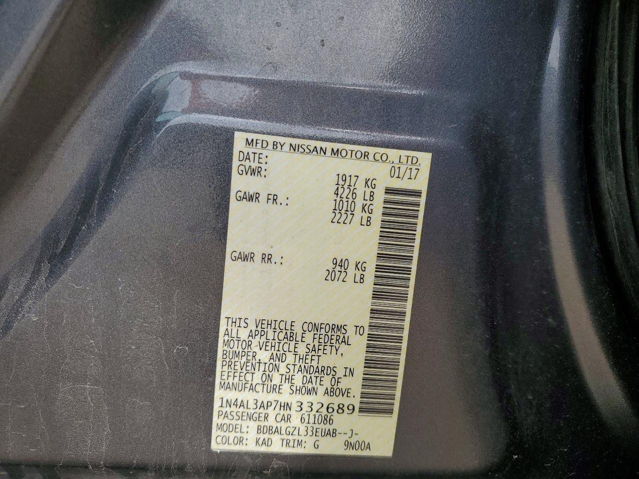 2017 NISSAN ALTIMA 2.5 photo 12
