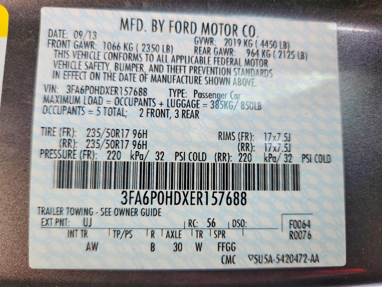 2014 FORD FUSION SE photo 34