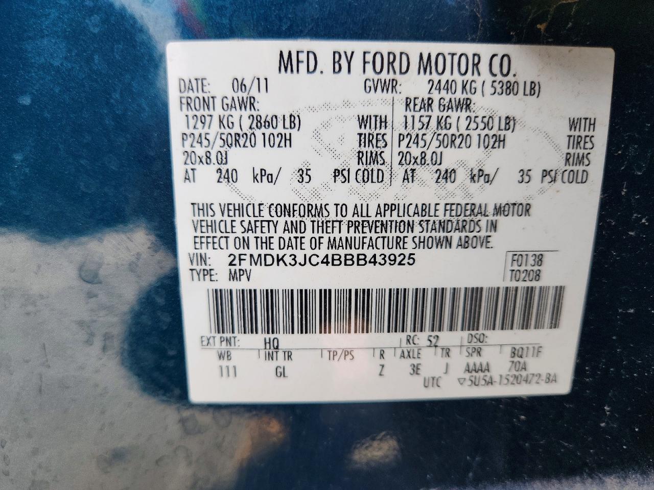 2011 FORD EDGE SEL photo 14