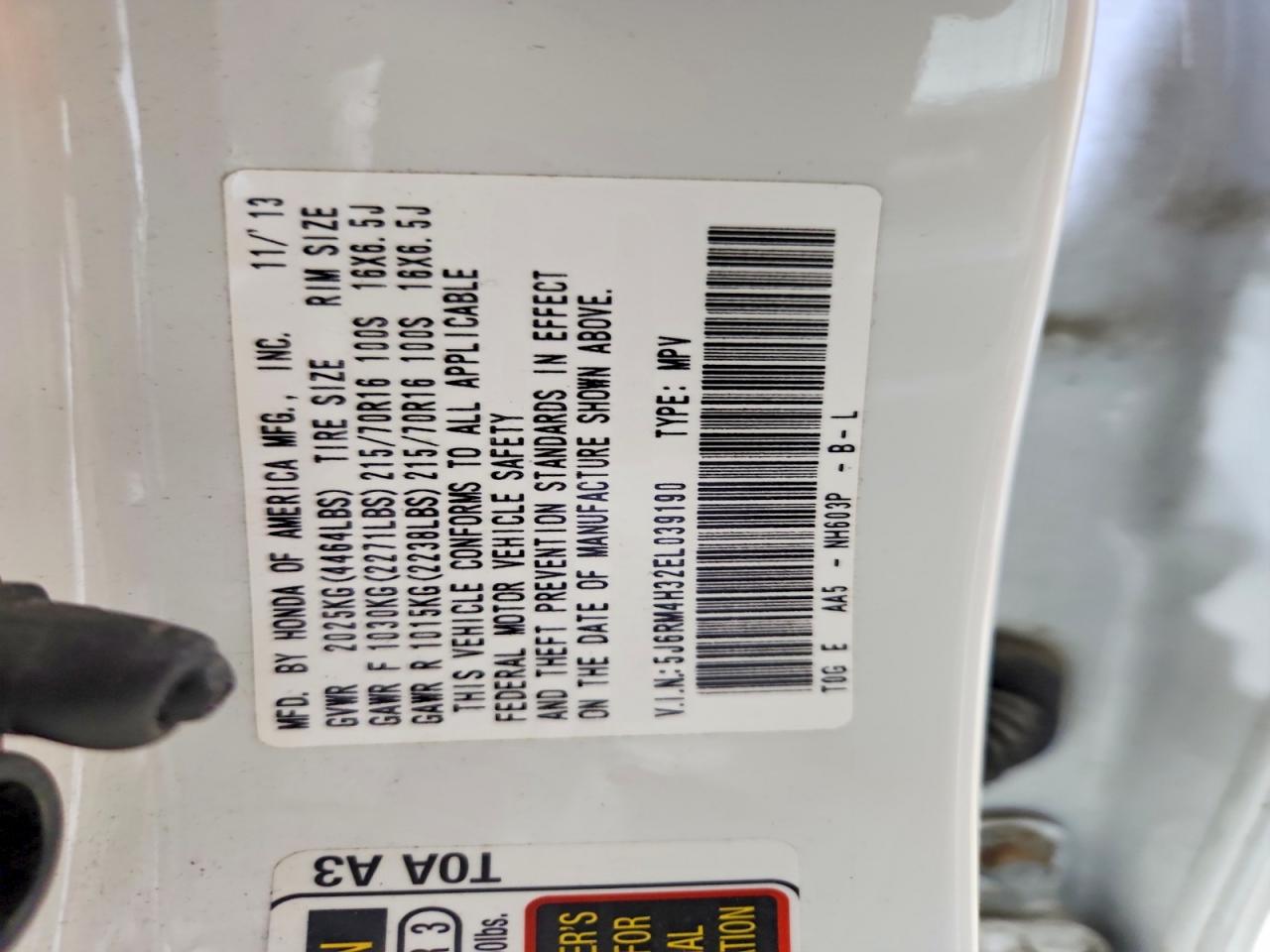 2014 HONDA CR-V LX photo 25