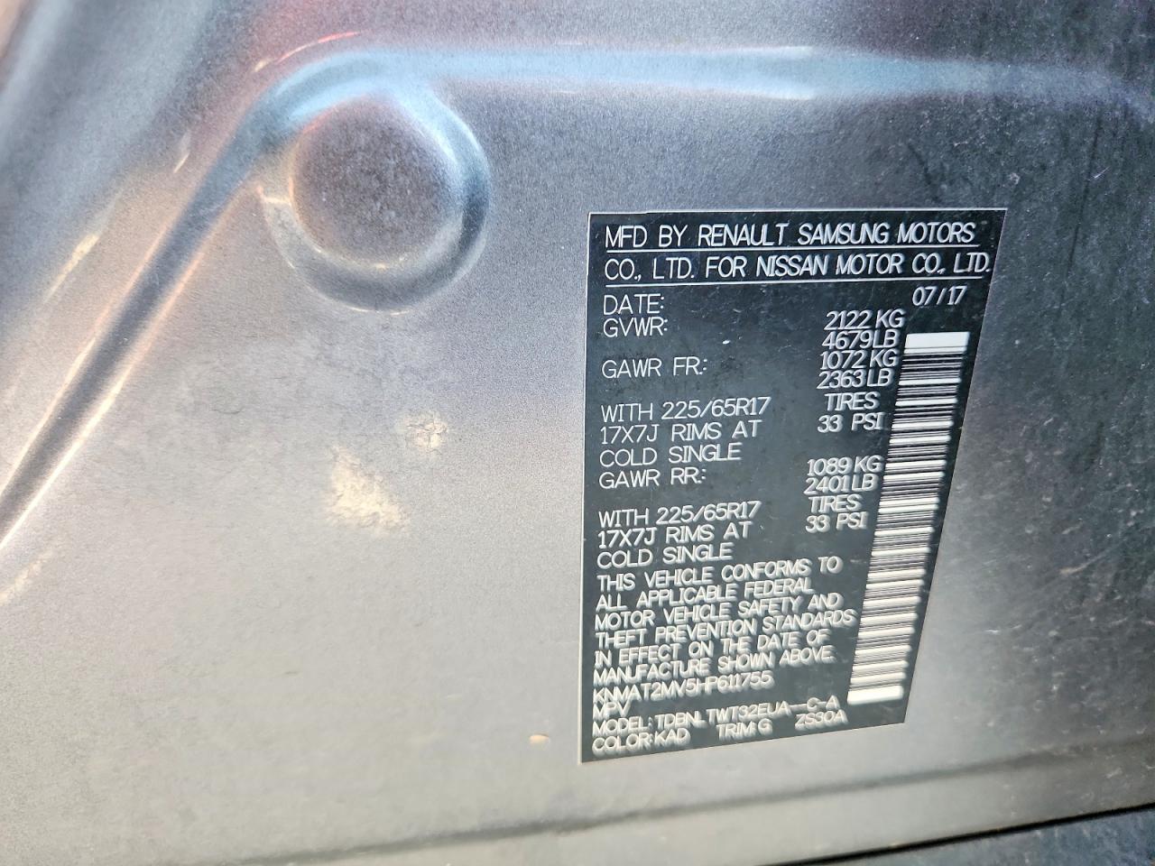 2017 NISSAN ROGUE SV photo 27