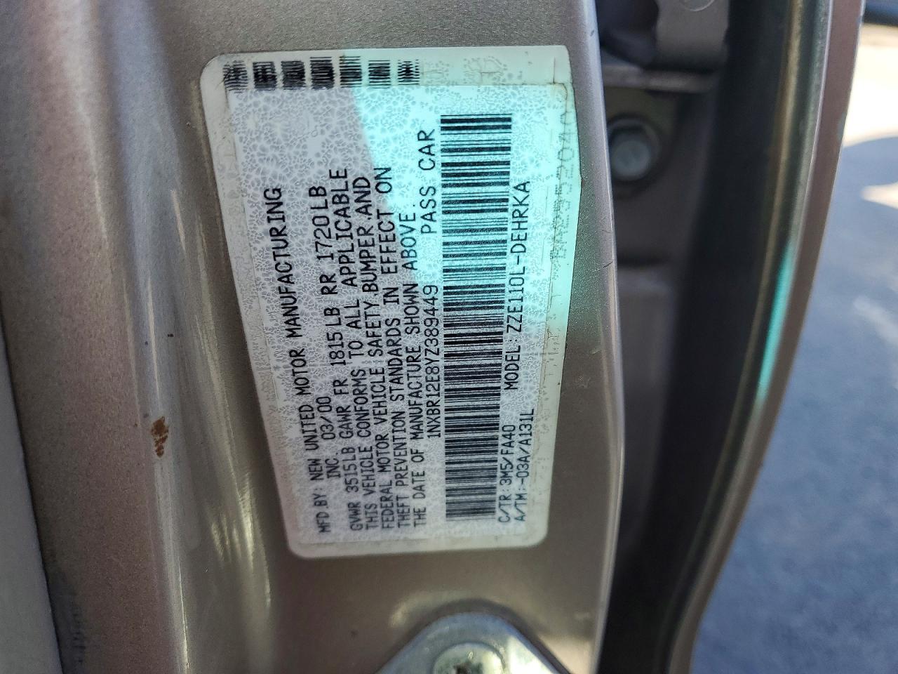 2000 TOYOTA COROLLA VE photo 23