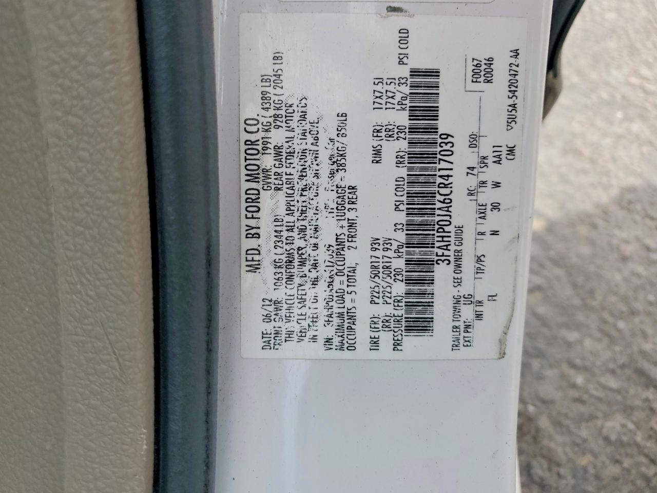 2012 FORD FUSION SEL photo 23