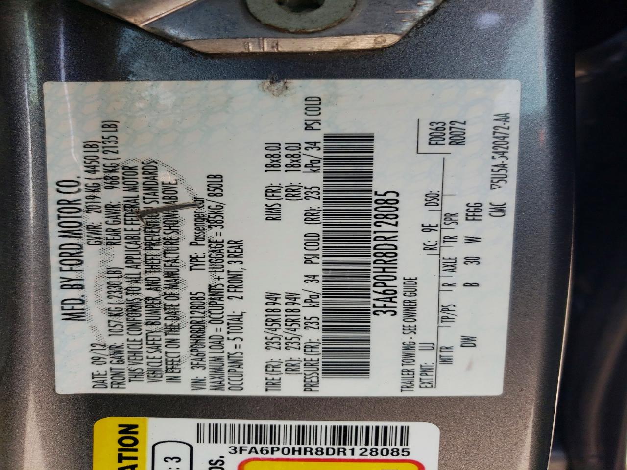 2013 FORD FUSION SE photo 12