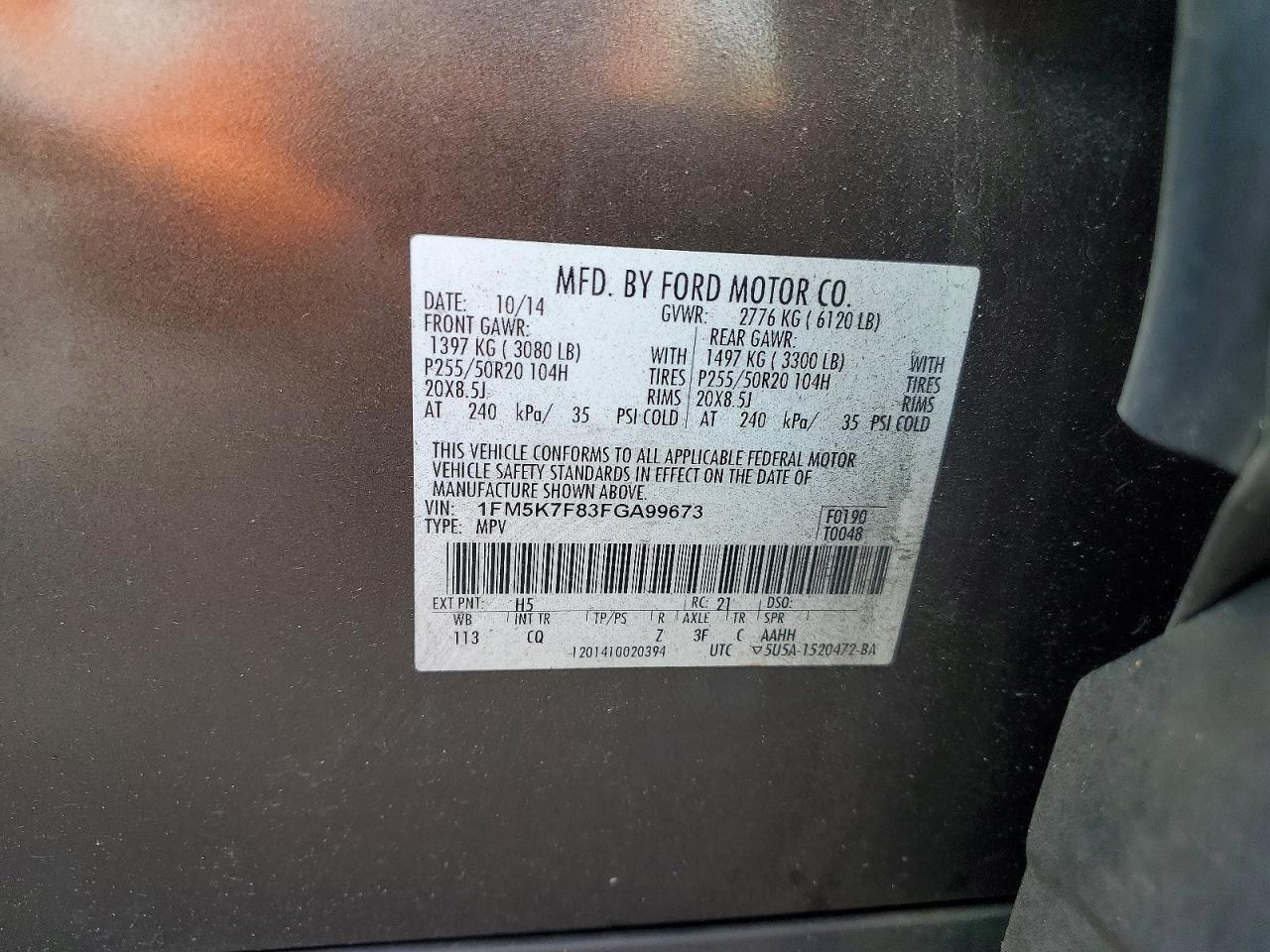 2015 FORD EXPLORER LIMITED photo 37
