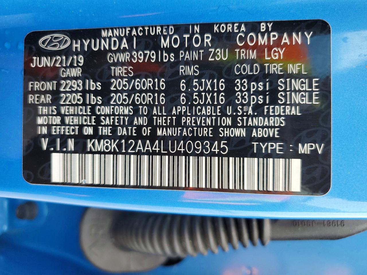 2020 HYUNDAI KONA SE photo 37