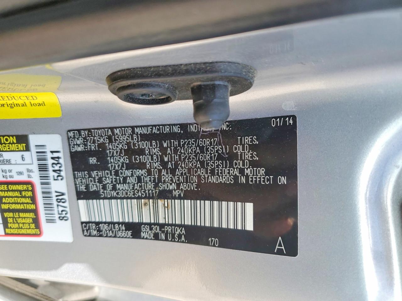 2014 TOYOTA SIENNA XLE 8-PASSENGER photo 25