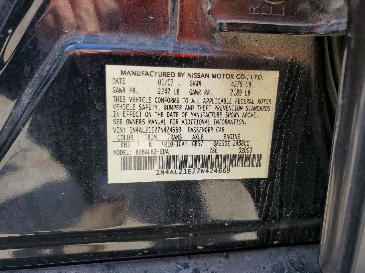 2007 NISSAN ALTIMA 2.5 photo 34