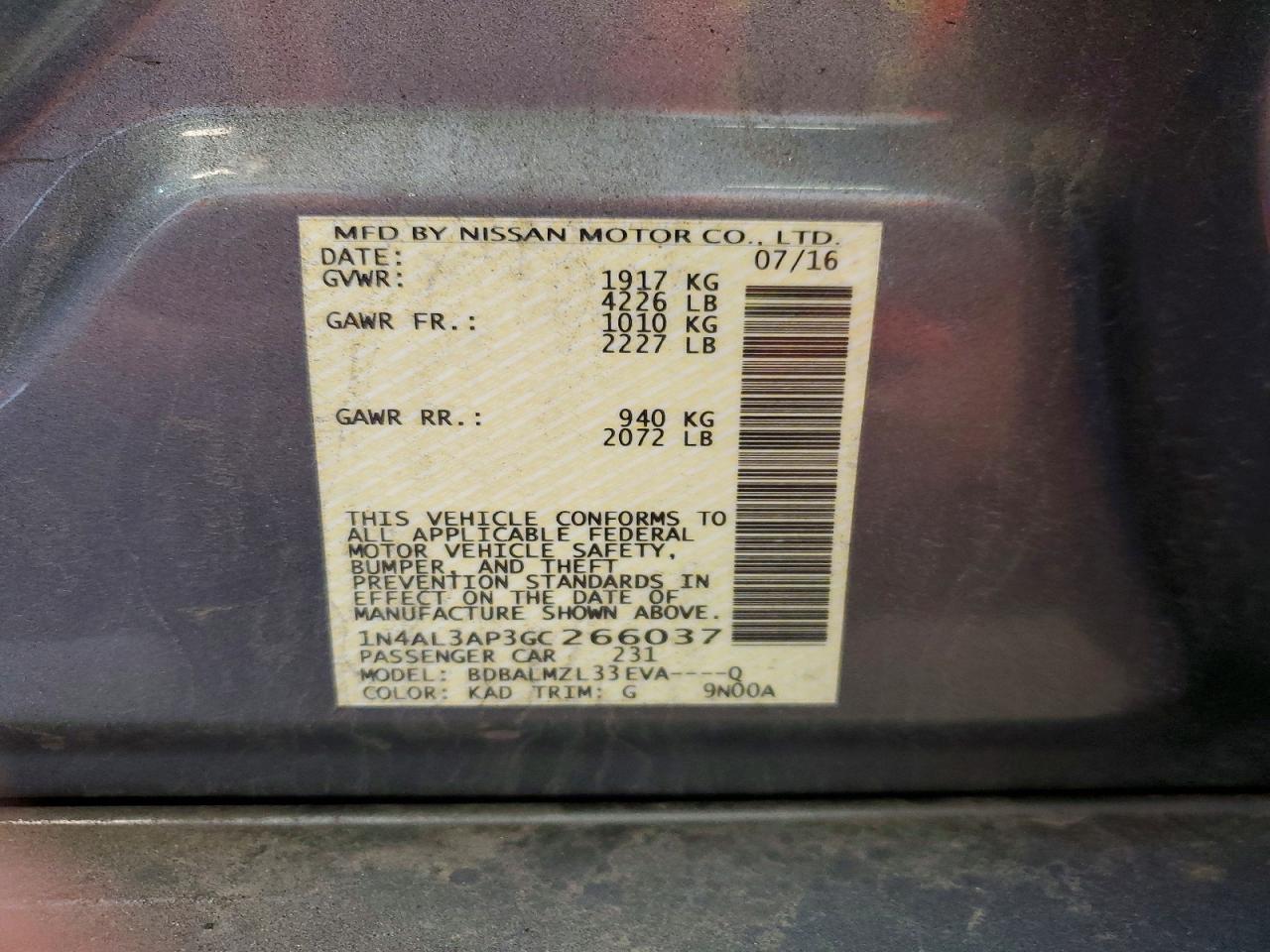 2016 NISSAN ALTIMA 2.5 SV photo 23