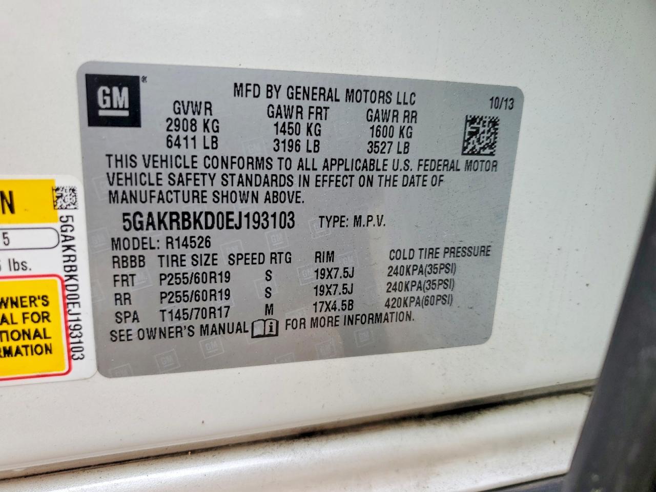 2014 BUICK ENCLAVE photo 13