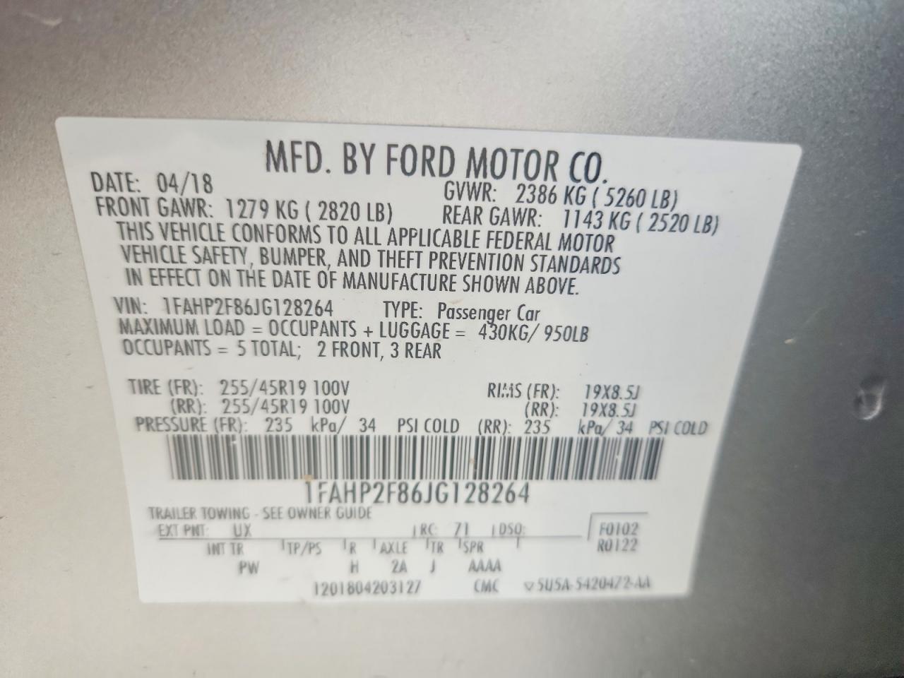 2018 FORD TAURUS LIMITED photo 23
