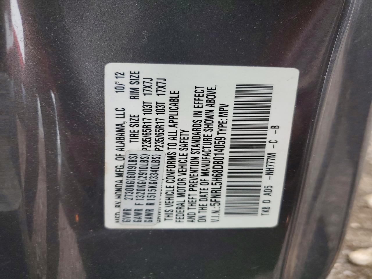 2013 HONDA ODYSSEY EXL photo 13