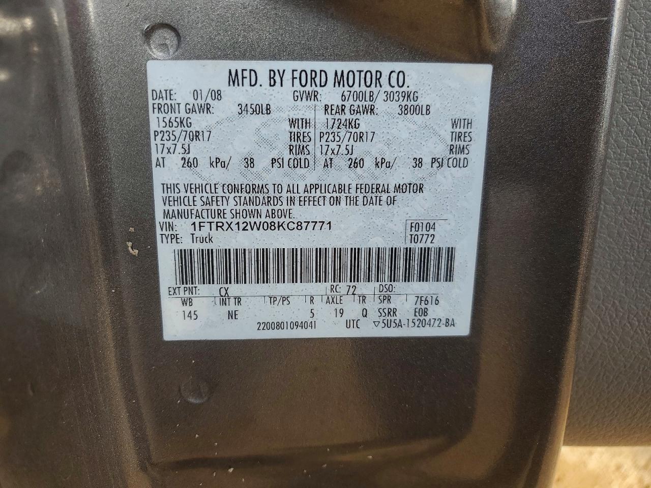 2008 FORD F150 photo 12