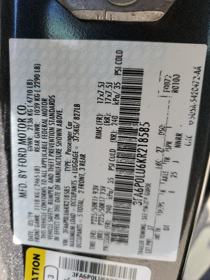 2019 FORD FUSION SE photo 12