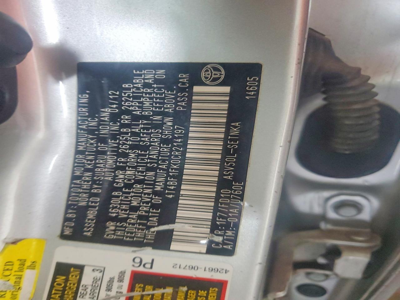 2012 TOYOTA CAMRY LE photo 23