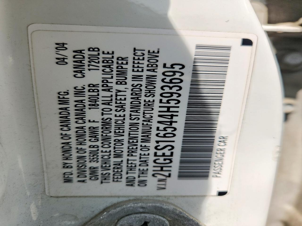 2004 HONDA CIVIC LX photo 37