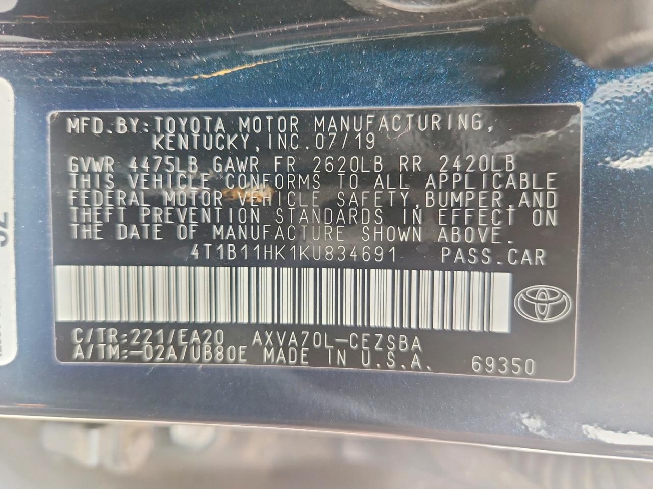 2019 TOYOTA CAMRY SE photo 37