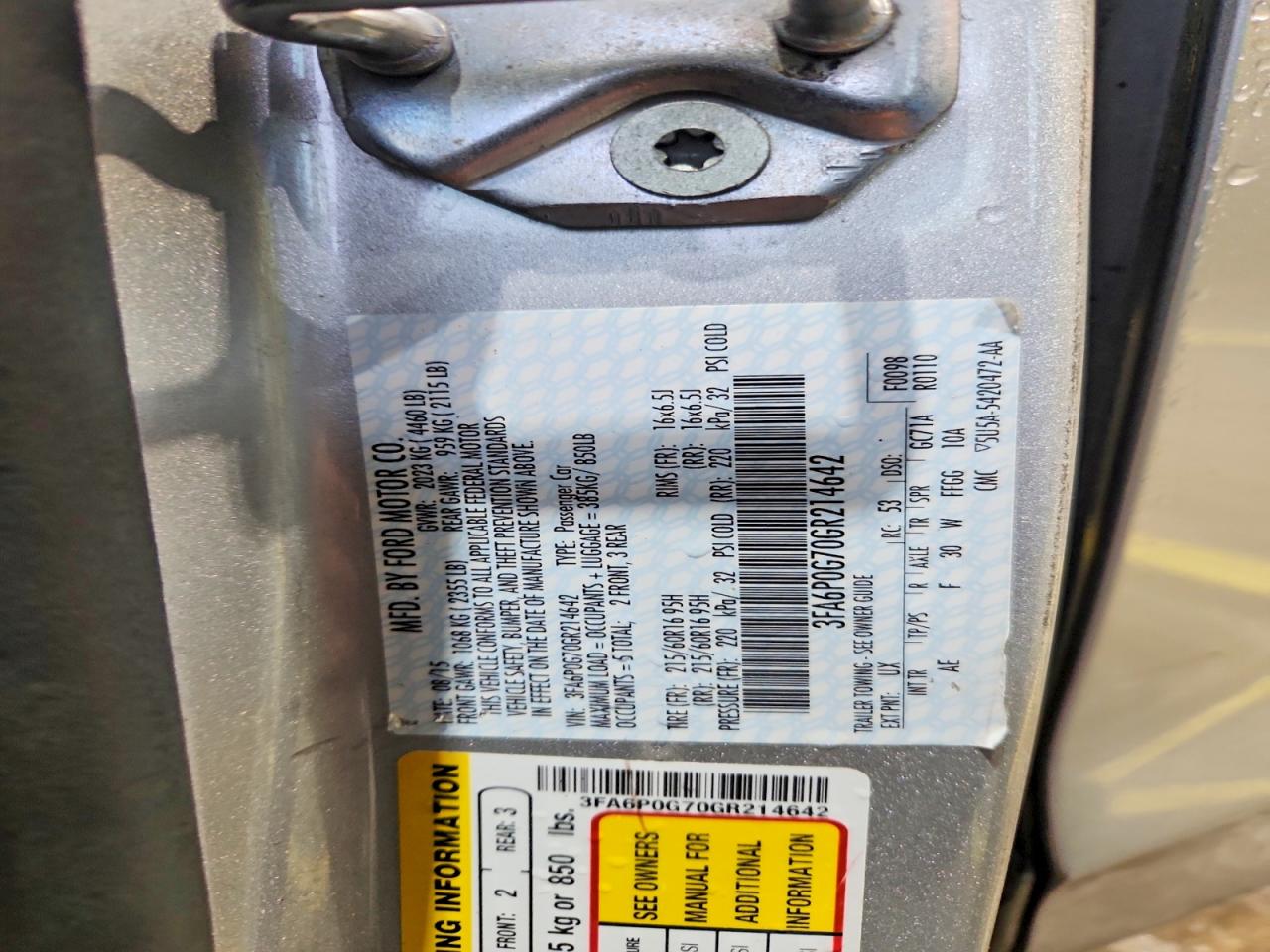 2016 FORD FUSION S photo 23