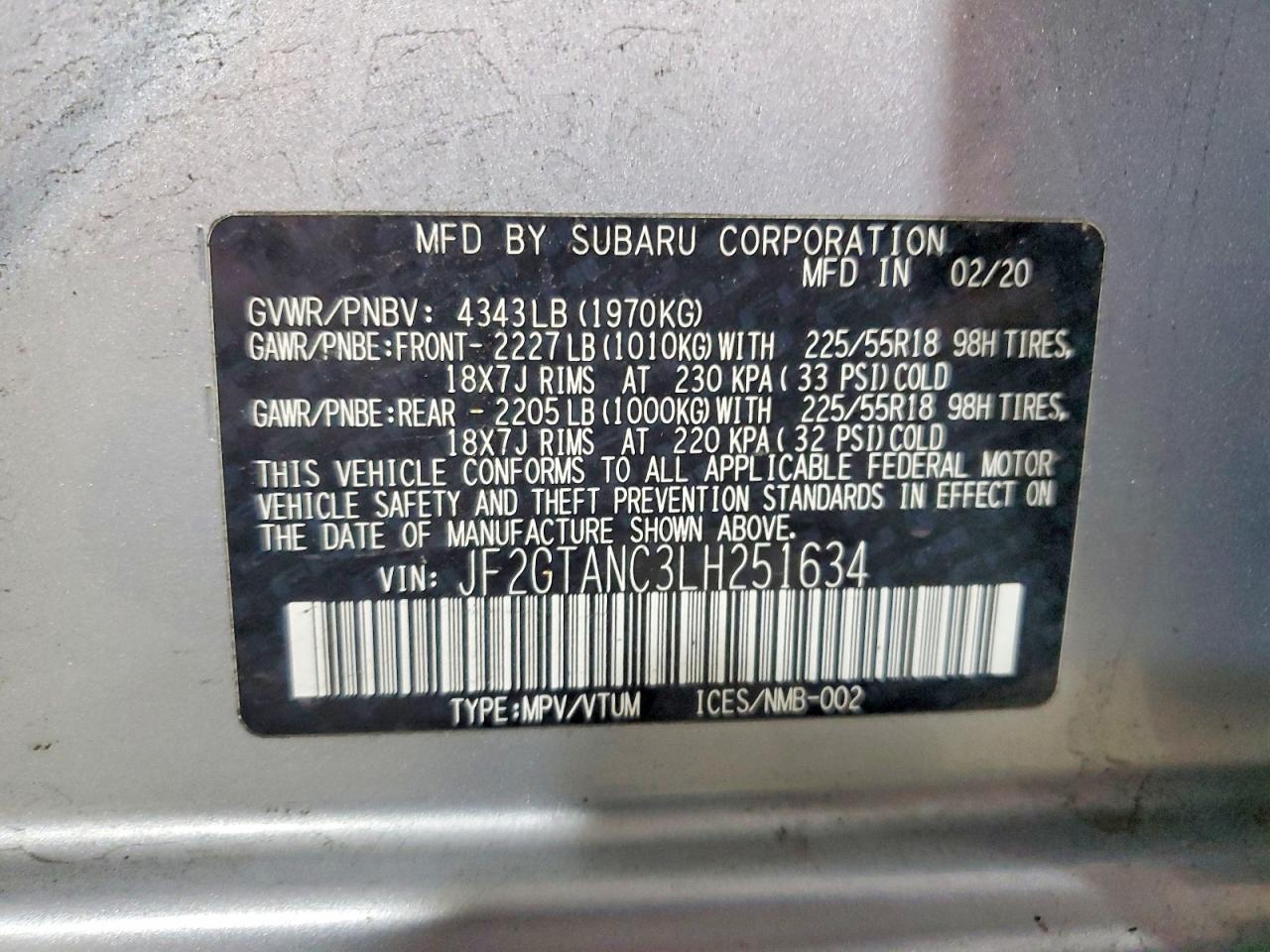 2020 SUBARU CROSSTREK LIMITED photo 37