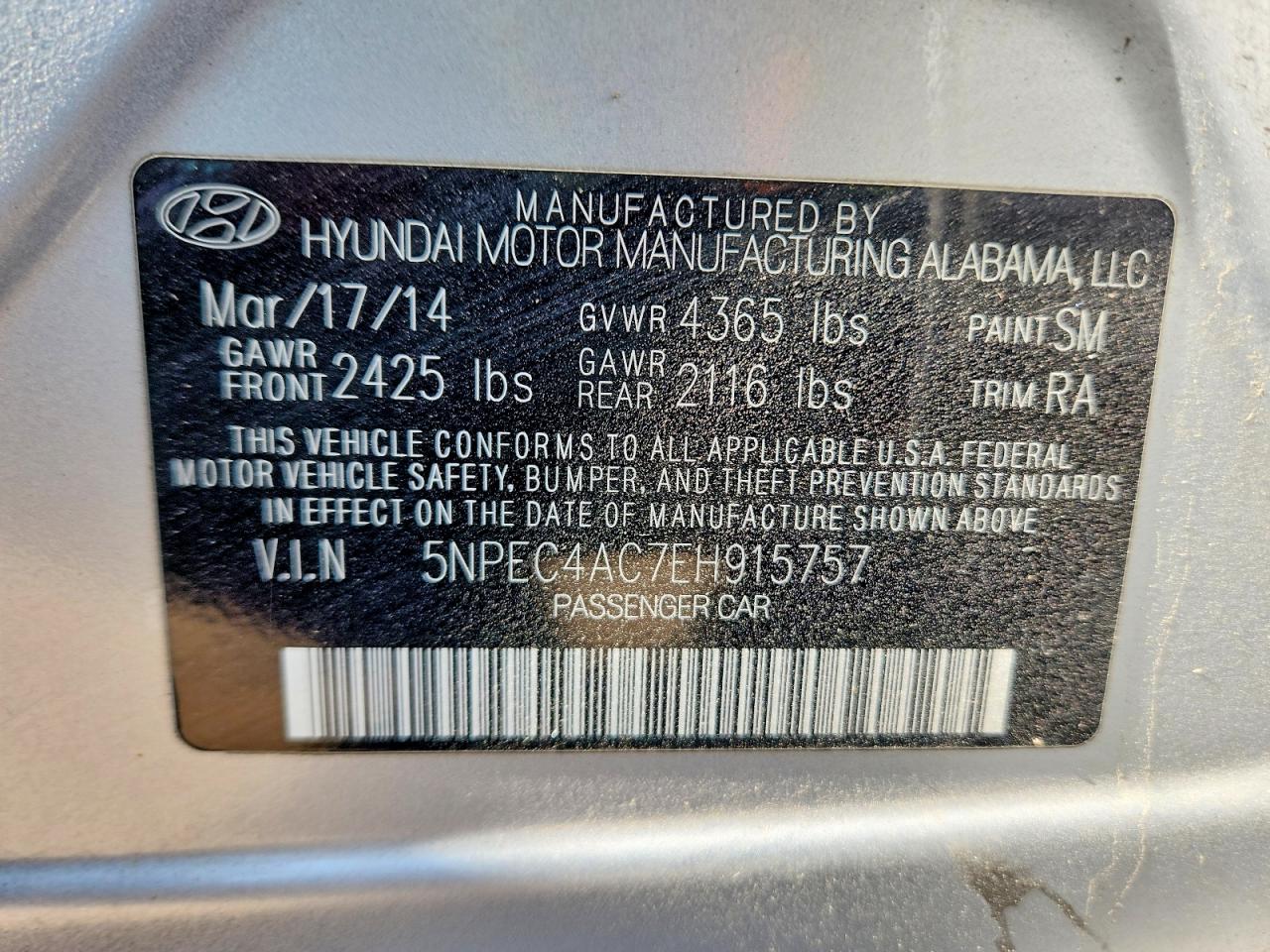 2014 HYUNDAI SONATA SE photo 12
