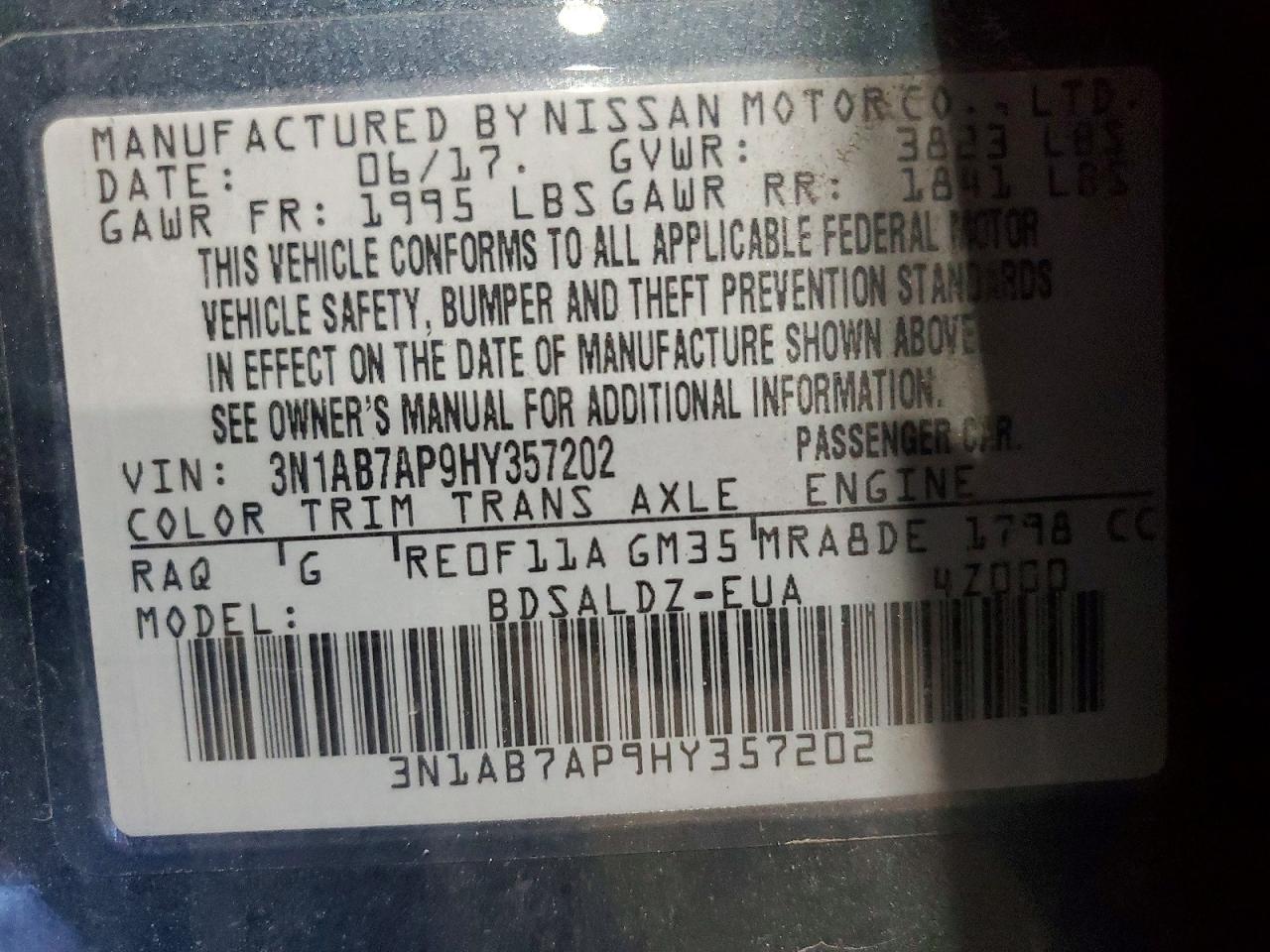 2017 NISSAN SENTRA SV photo 23
