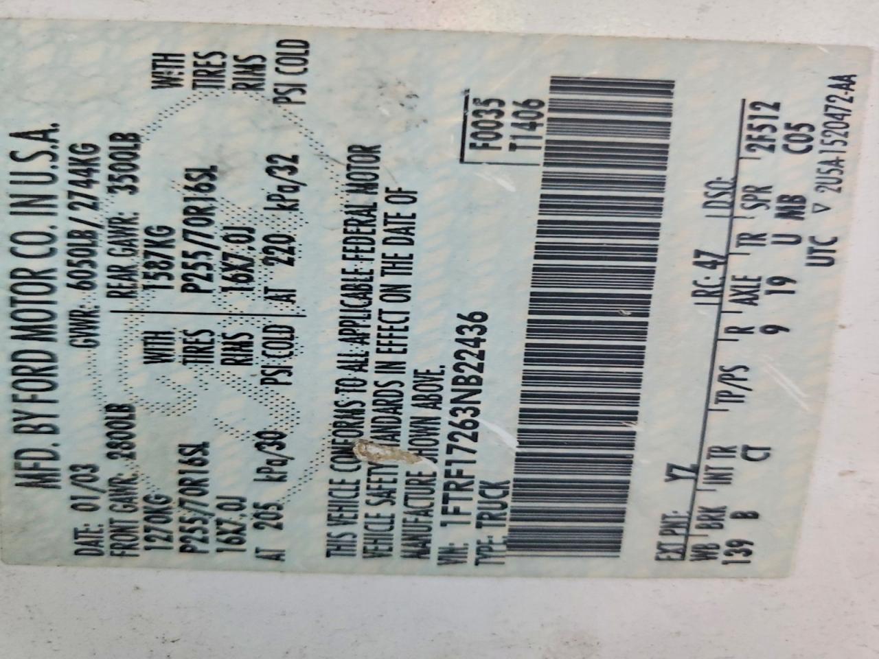 2003 FORD F150 photo 12