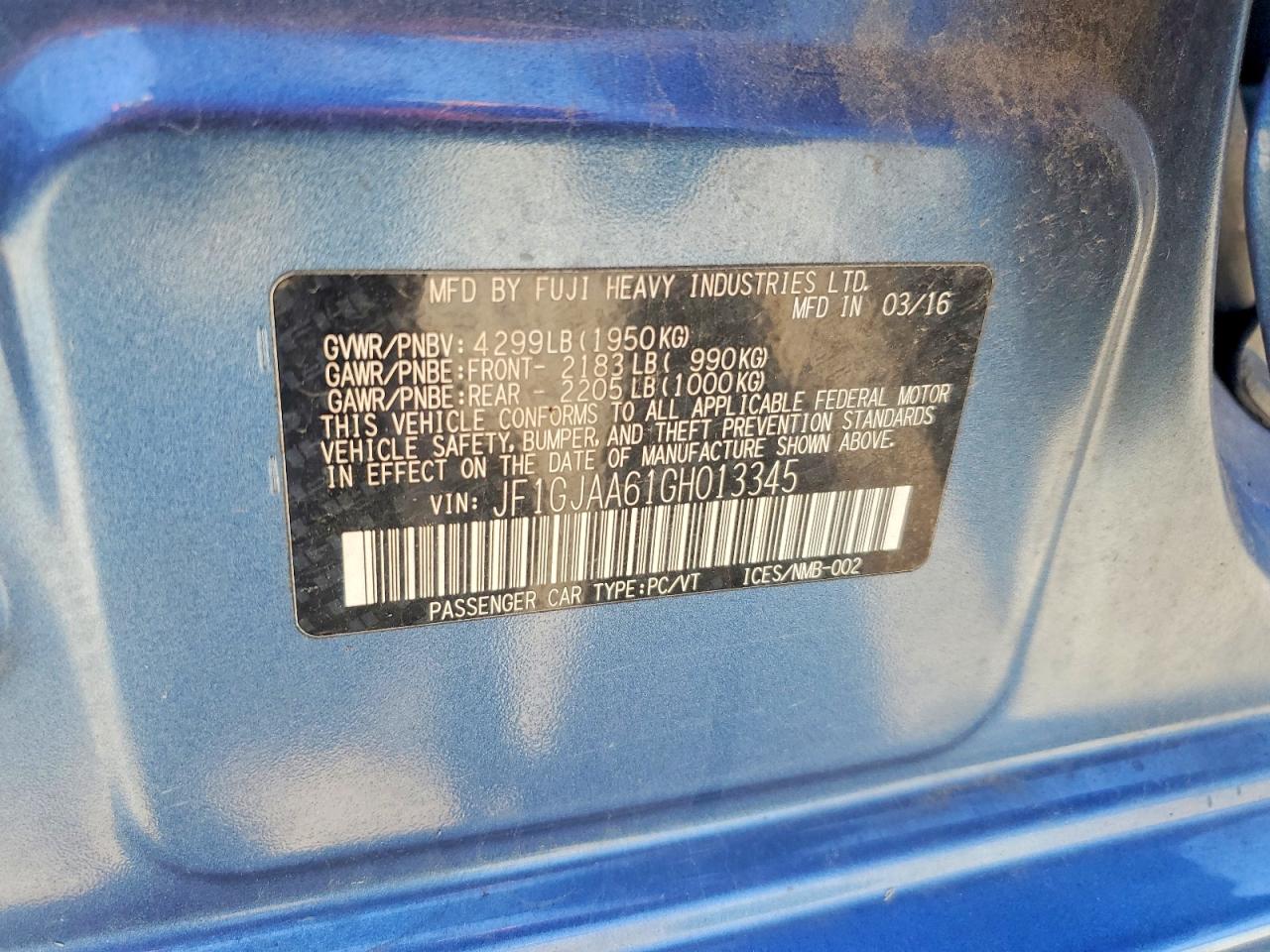 2016 SUBARU IMPREZA photo 12